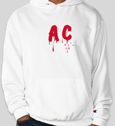 white AC hoodie (blood)